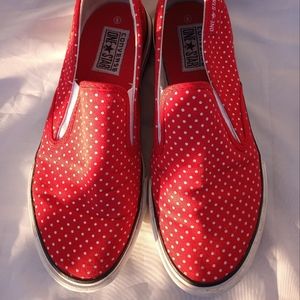 Polka dotted slip-on canvas sneakers 9